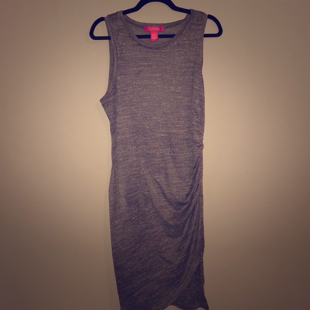 A gray maxi dress.